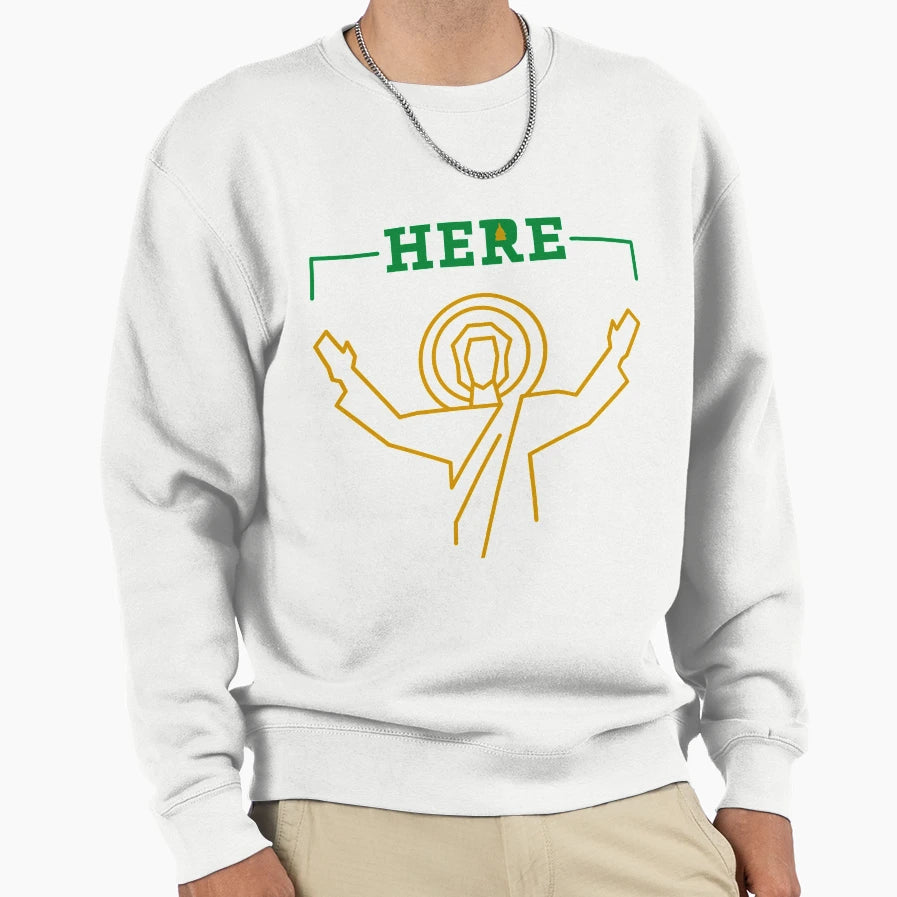 Here Touchdown Jesus Sweatshirt - Trendy Graphic Unisex - T-Shirt, Sweatshirt, Hoodie