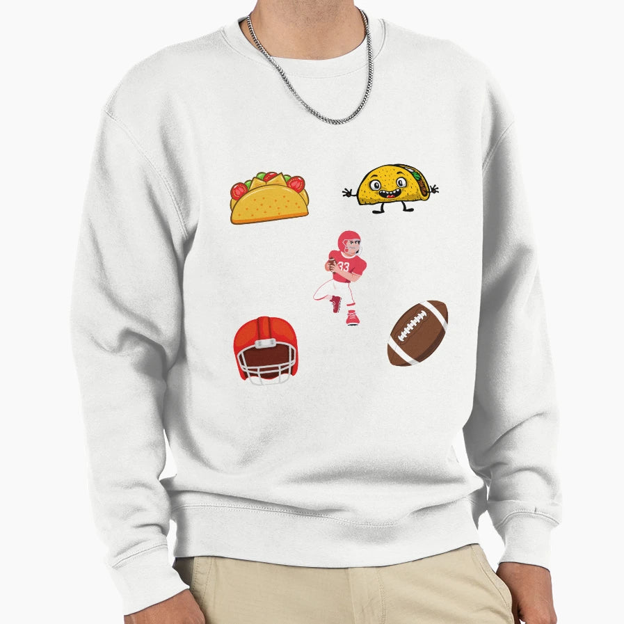 Football And Tacos Funny Tacos Sweatshirt - Minimalist Print for Adults - T-Shirt, Sweatshirt, Hoodie