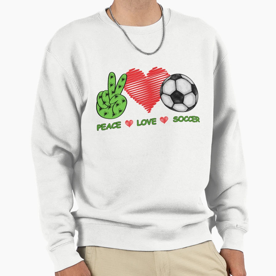 Peace Love Soccer Lover Sweatshirt - Aesthetic Graphic for Adults - T-Shirt, Sweatshirt, Hoodie