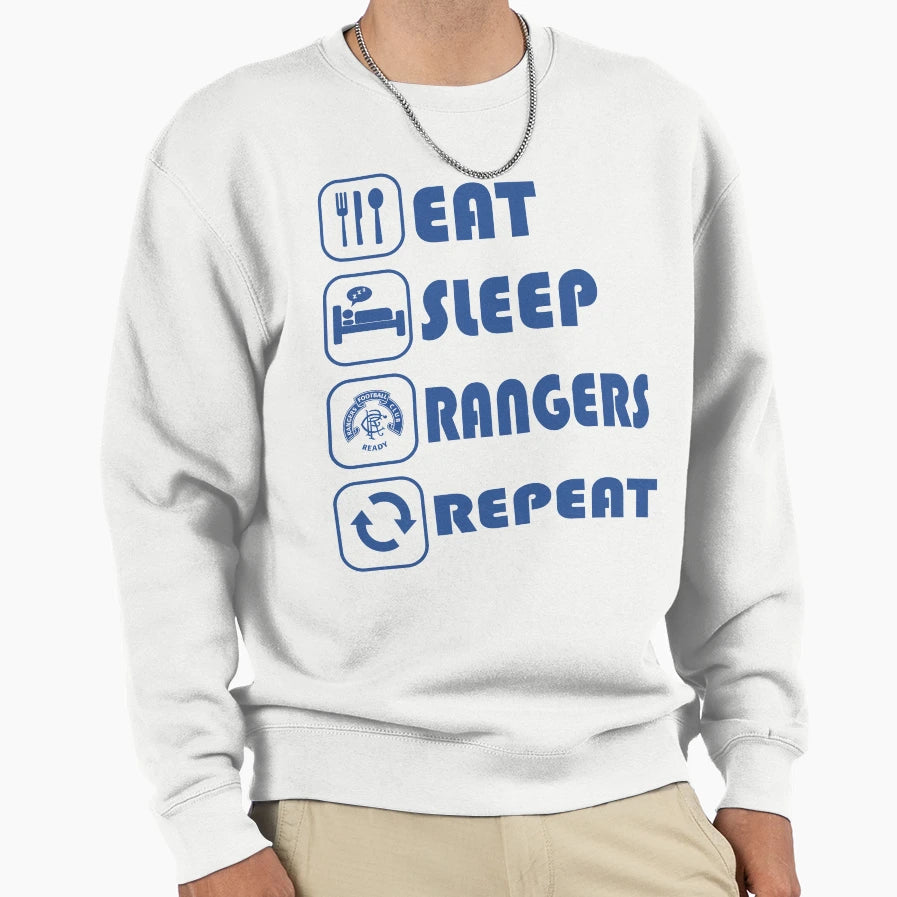 Eat Sleep Football Repeat Rangers Fan Sweatshirt - Streetwear Style Unisex - T-Shirt, Sweatshirt, Hoodie