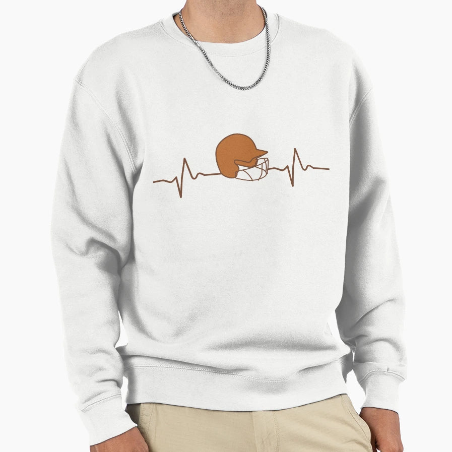 Baseball Helmet Heartbeat Sweatshirt - Custom Art Print for Adults - T-Shirt, Sweatshirt, Hoodie