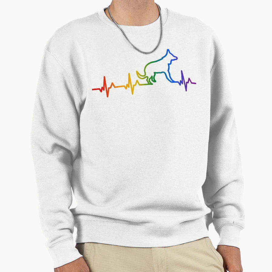 Dog Heartbeat Rainbow Sweatshirt - Novelty Apparel Unisex - T-Shirt, Sweatshirt, Hoodie
