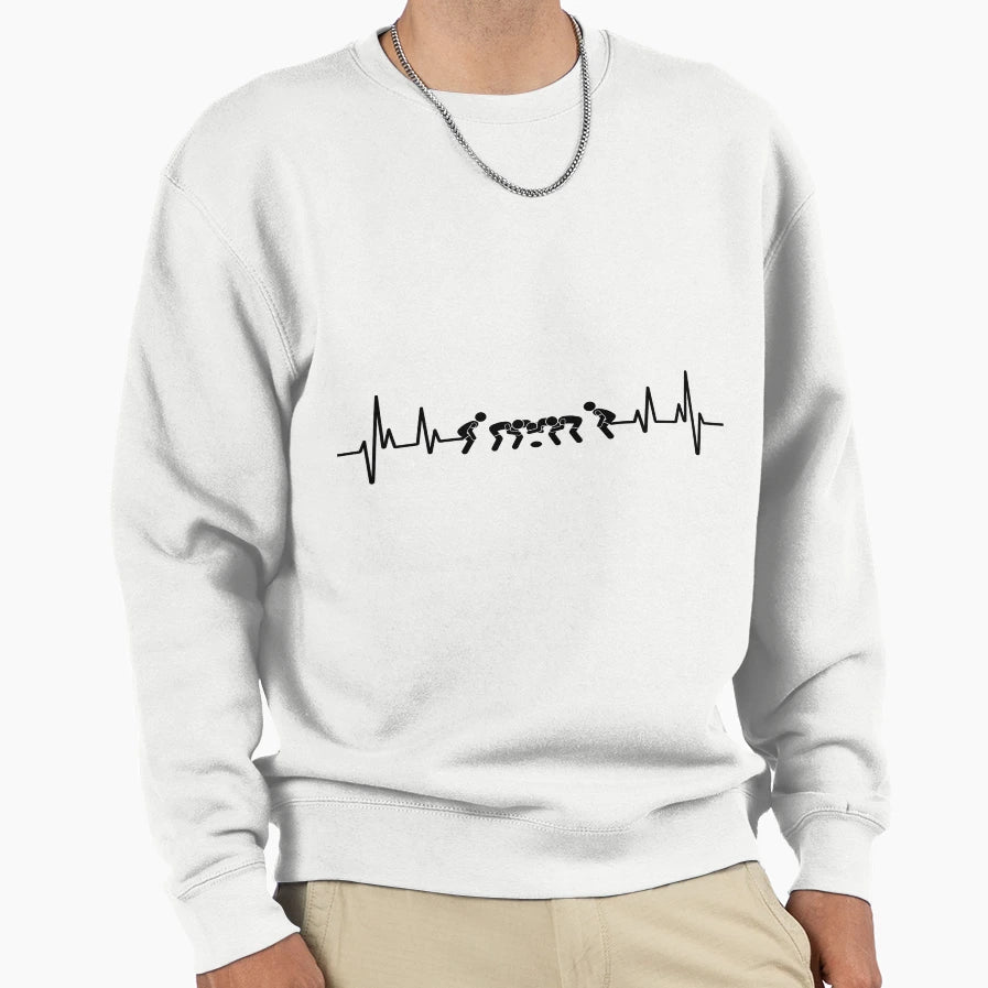 Rugby Player Rugby Heartbeat Rugby Sweatshirt - Trendy Graphic for Adults - T-Shirt, Sweatshirt, Hoodie