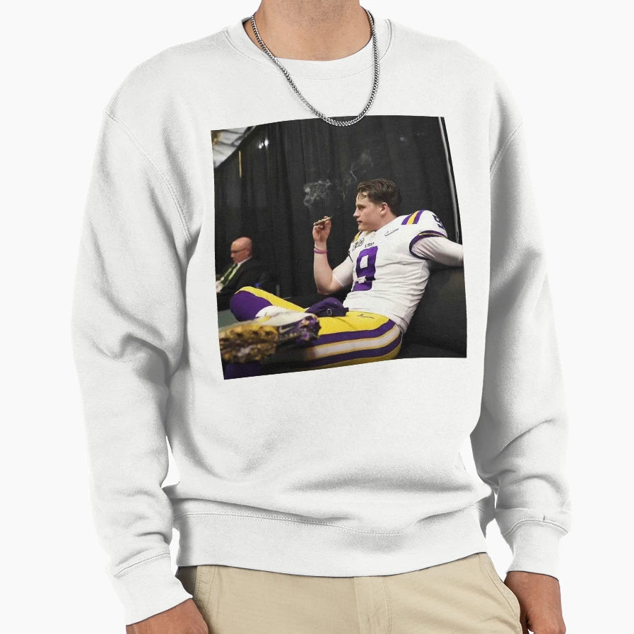 JB Smokingjoe Burrow Smoking Sweatshirt - Fun Novelty Design for Adults - T-Shirt, Sweatshirt, Hoodie