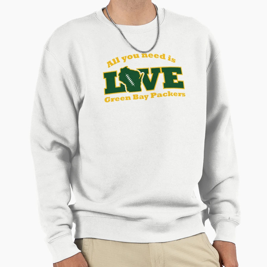 Love Football Green Bay Packers Sweatshirt - Streetwear Style for Adults - T-Shirt, Sweatshirt, Hoodie