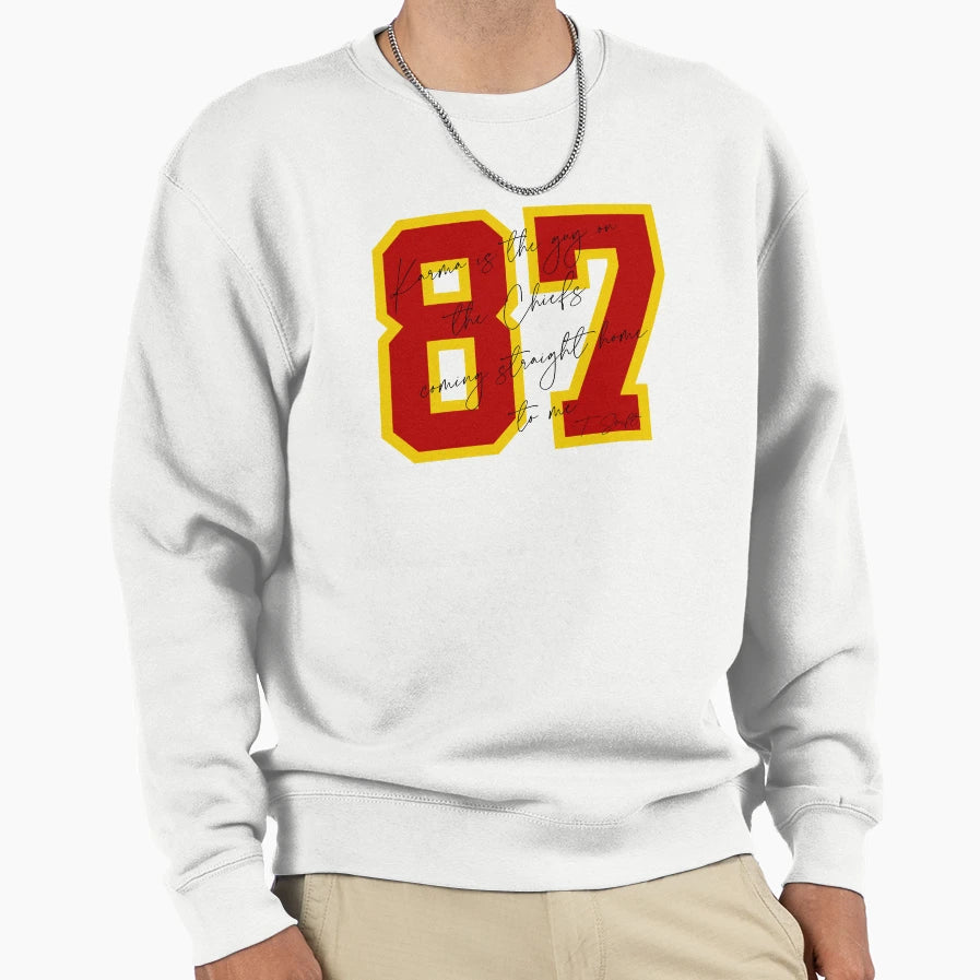Karma Is Guy Chiefs 2 Sweatshirt - Novelty Apparel for Adults - T-Shirt, Sweatshirt, Hoodie
