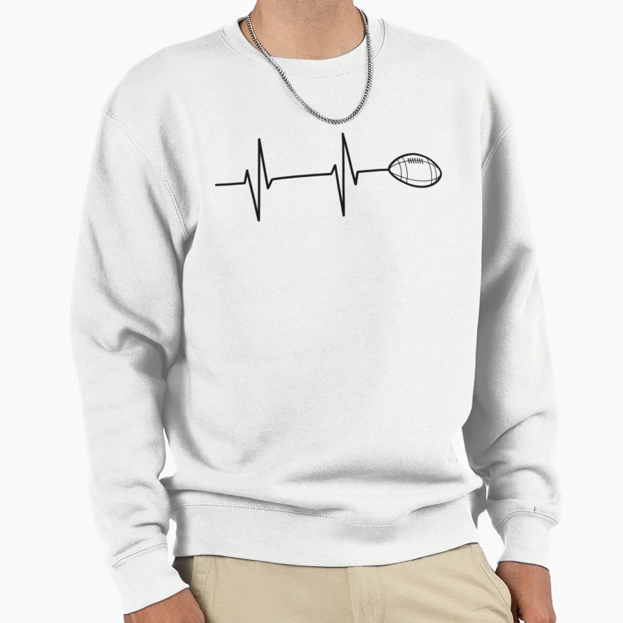 Football Fan Heartbeat Sweatshirt - Casual Everyday Wear Unisex - T-Shirt, Sweatshirt, Hoodie