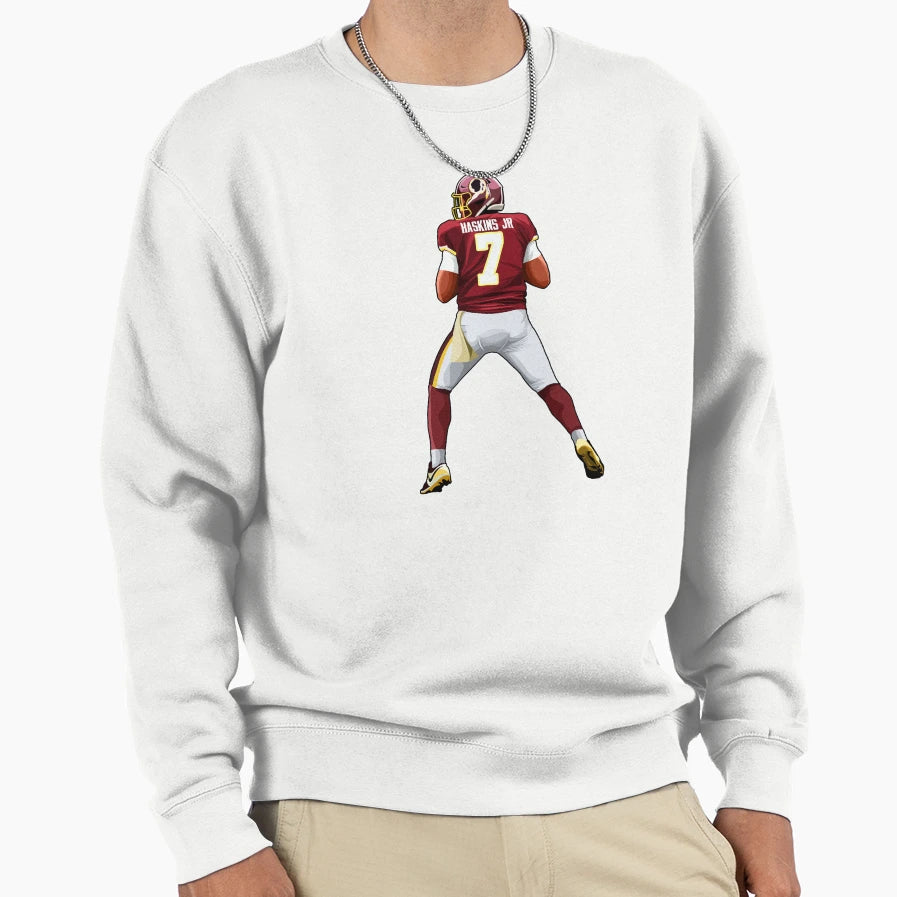 Dwayne Haskins No 7 Looks To Pass Sweatshirt - Minimalist Print for Adults - T-Shirt, Sweatshirt, Hoodie