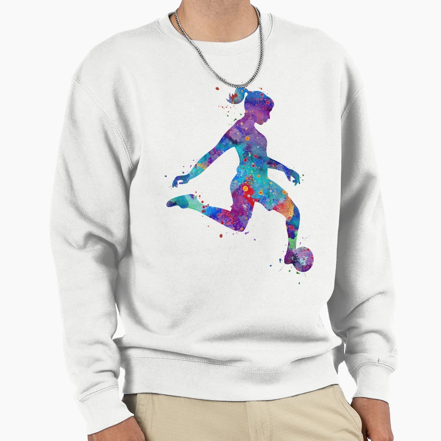 Soccer Player Watercolor Painting Art Sweatshirt - Graphic Print Men Women - T-Shirt, Sweatshirt, Hoodie