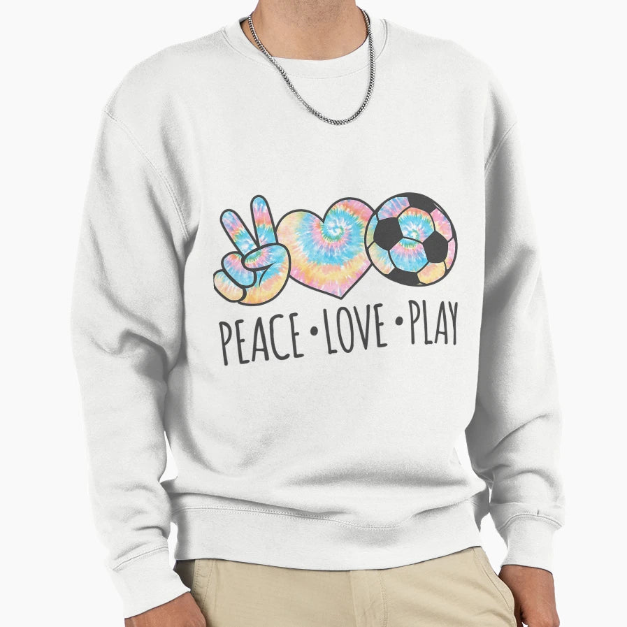 Tie Dye Soccer Teen Peace Love Play Sweatshirt - Unique Graphic Men Women - T-Shirt, Sweatshirt, Hoodie