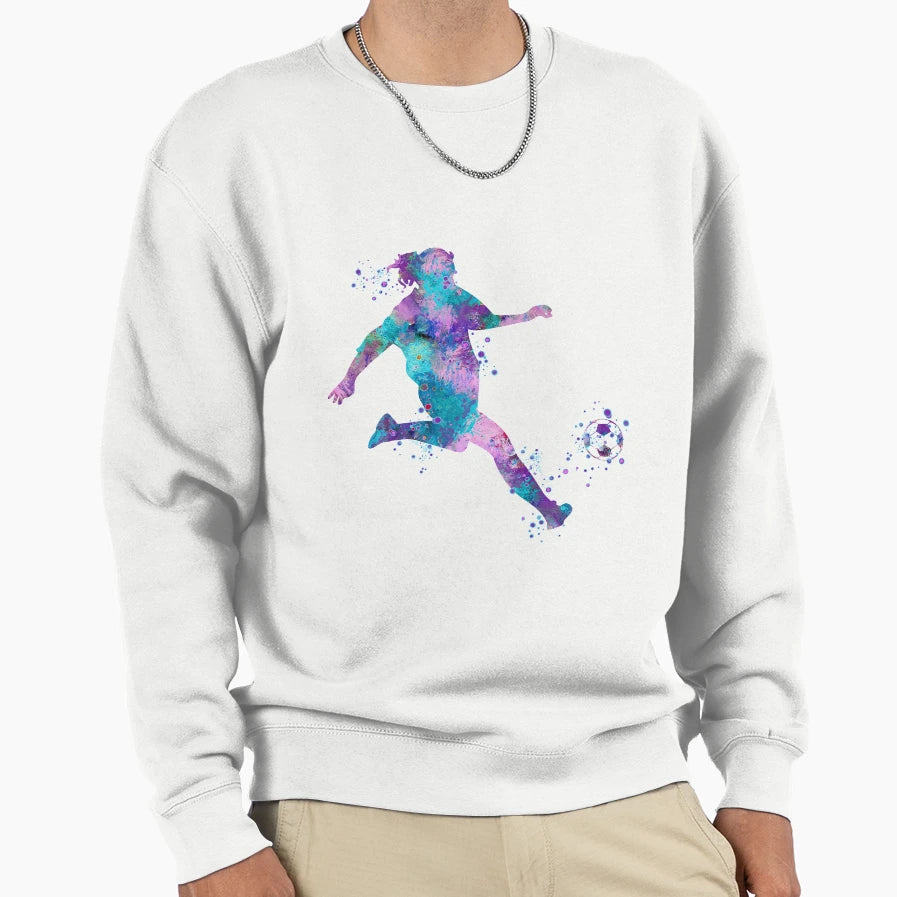 Soccer Player Kick Watercolor Painting Sweatshirt - Streetwear Style Unisex - T-Shirt, Sweatshirt, Hoodie
