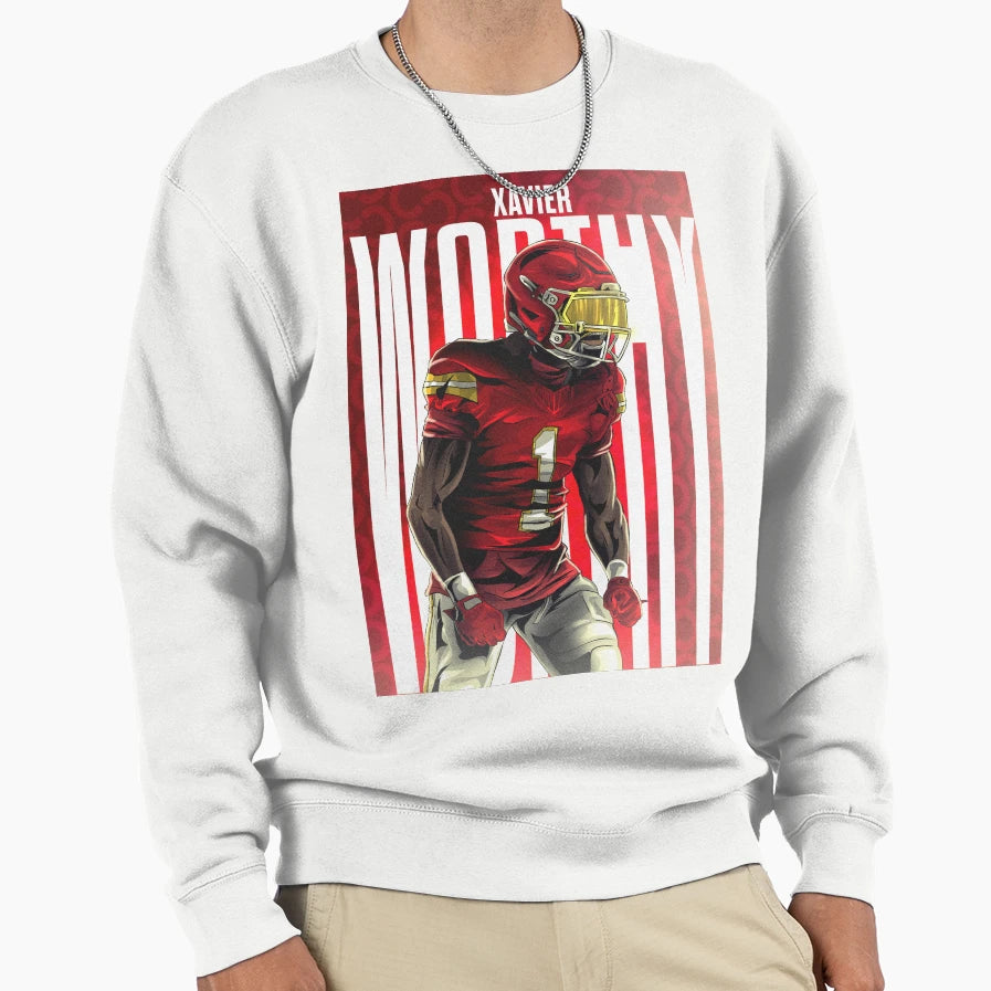 Chiefs Wide Reciever Xavier Worthy Sweatshirt - Custom Art Print Unisex - T-Shirt, Sweatshirt, Hoodie
