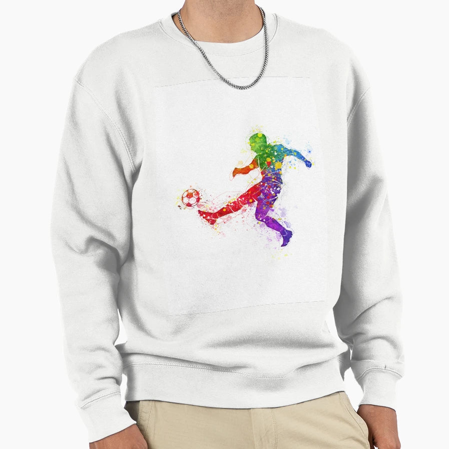 Soccer Player Watercolor Running Sweatshirt - Minimalist Print Unisex - T-Shirt, Sweatshirt, Hoodie