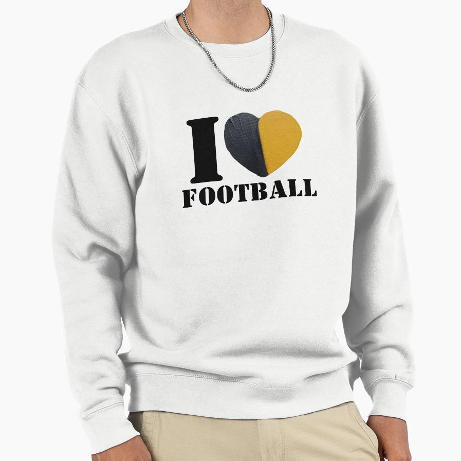 I Heart Football Black Gold Sweatshirt - Graphic Print Men Women - T-Shirt, Sweatshirt, Hoodie