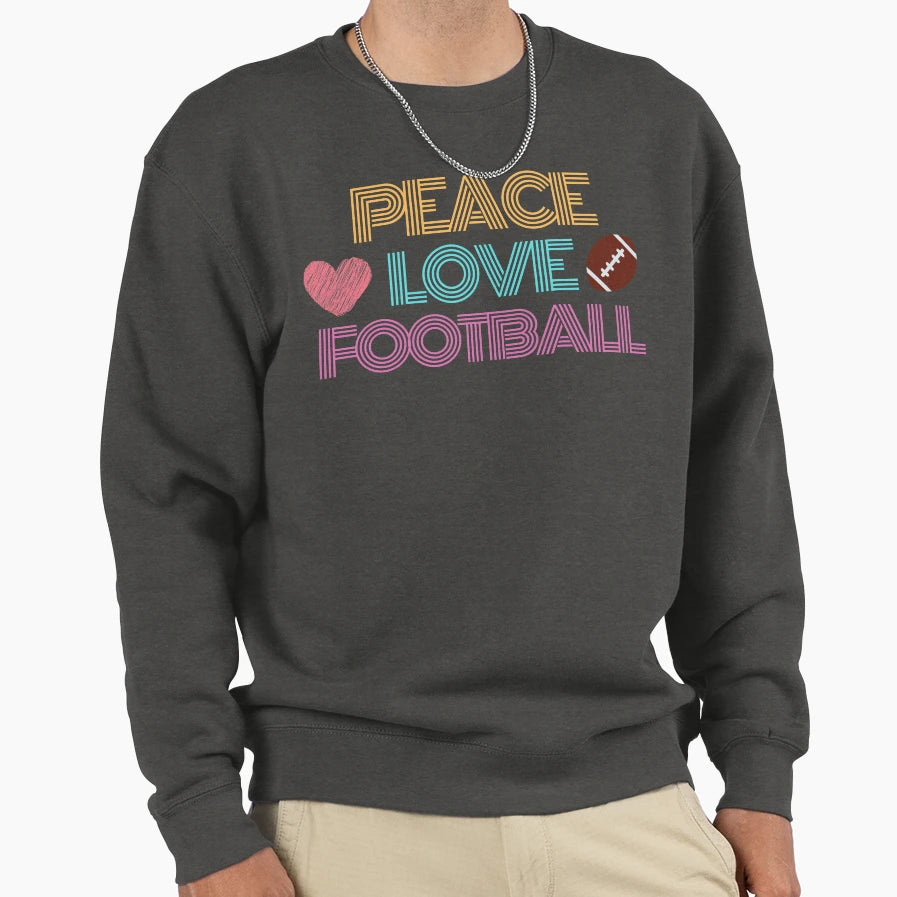 Peace Love Football Neon Lines Sweatshirt - Aesthetic Graphic Men Women - T-Shirt, Sweatshirt, Hoodie
