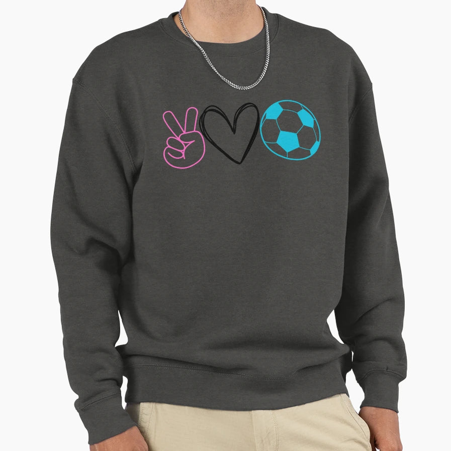 Peace Love Soccer Sweatshirt - Aesthetic Graphic for Adults - T-Shirt, Sweatshirt, Hoodie