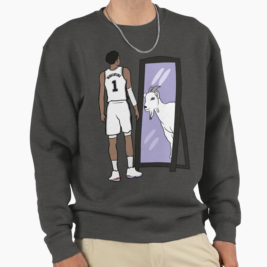 Victor Wembanyama Mirror Goat Sweatshirt - Custom Art Print Men Women - T-Shirt, Sweatshirt, Hoodie