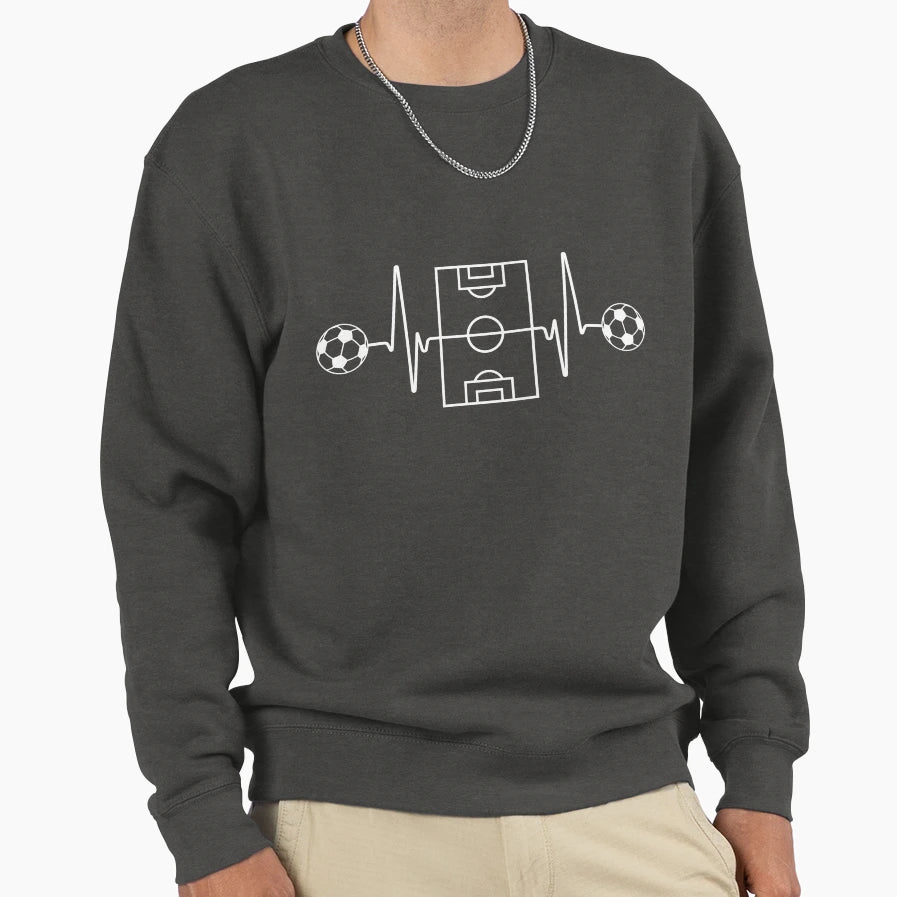 Soccer Heartbeat Line Dark T-Shirt - Trendy Graphic for Adults - T-Shirt, Sweatshirt, Hoodie
