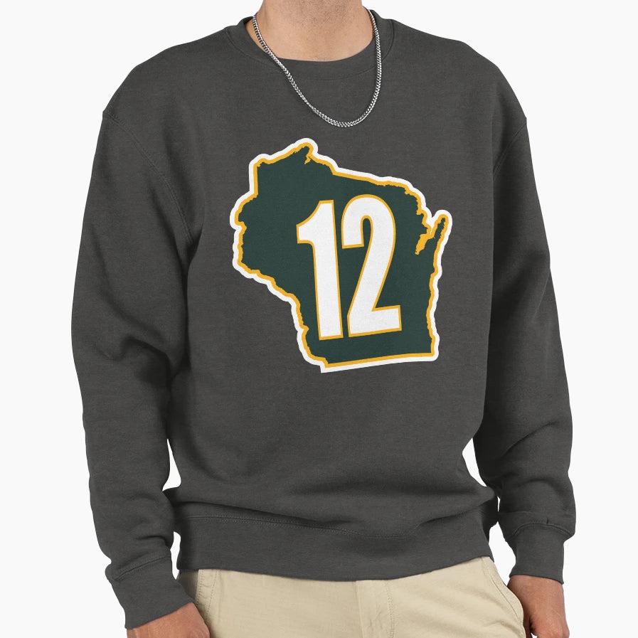 Wisconsin Map 12 Sweatshirt - Casual Everyday Wear Unisex - T-Shirt, Sweatshirt, Hoodie
