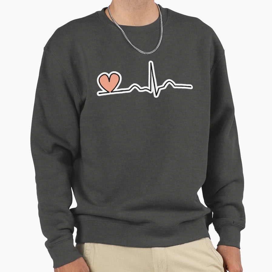 Heart Heartbeat Sweatshirt - Trendy Graphic Unisex - T-Shirt, Sweatshirt, Hoodie