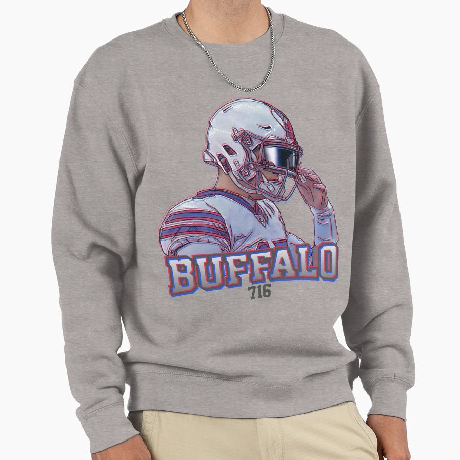 Bills Qb Josh 3D Glasses Effect Sweatshirt - Novelty Apparel for Adults - T-Shirt, Sweatshirt, Hoodie