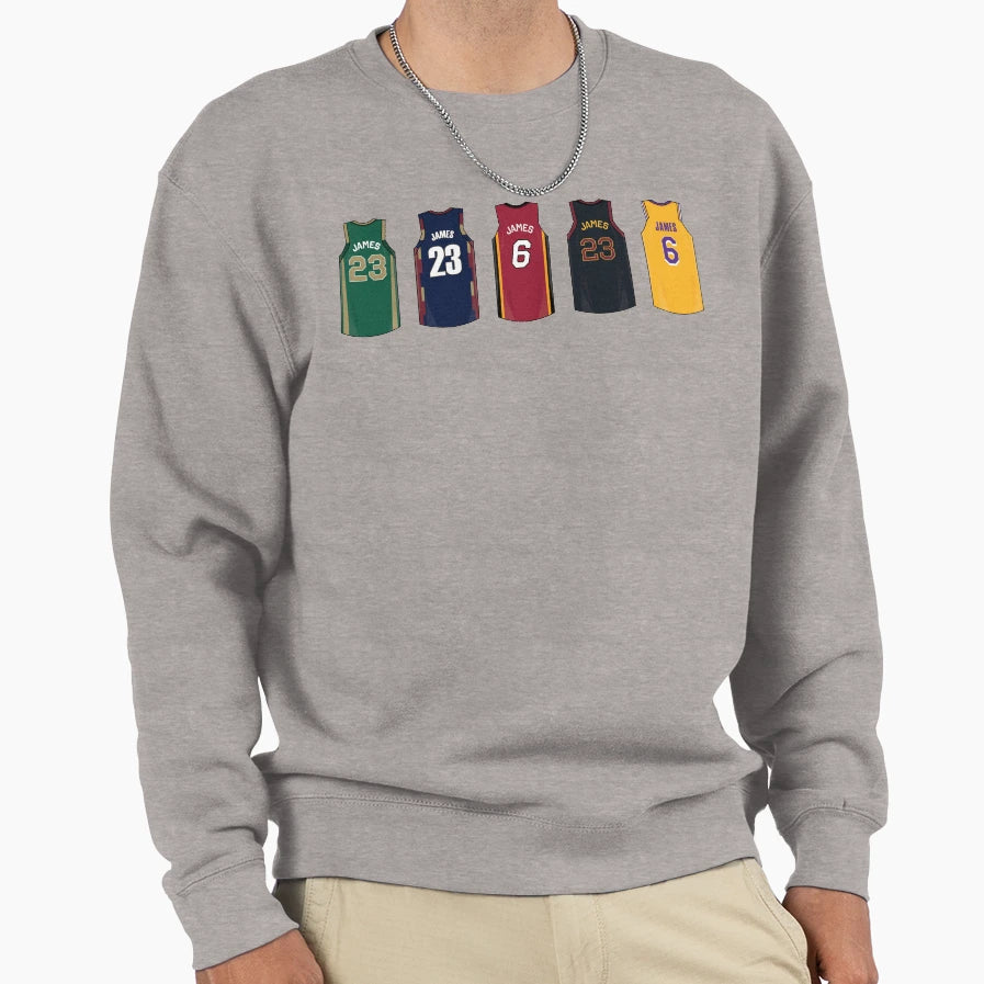Lebron James Jersey History Sweatshirt - Novelty Apparel Unisex - T-Shirt, Sweatshirt, Hoodie