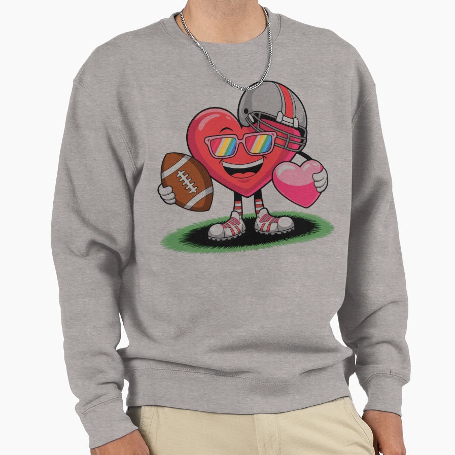 Valentines Day Heart Quarterback Sweatshirt - Trendy Graphic Unisex - T-Shirt, Sweatshirt, Hoodie
