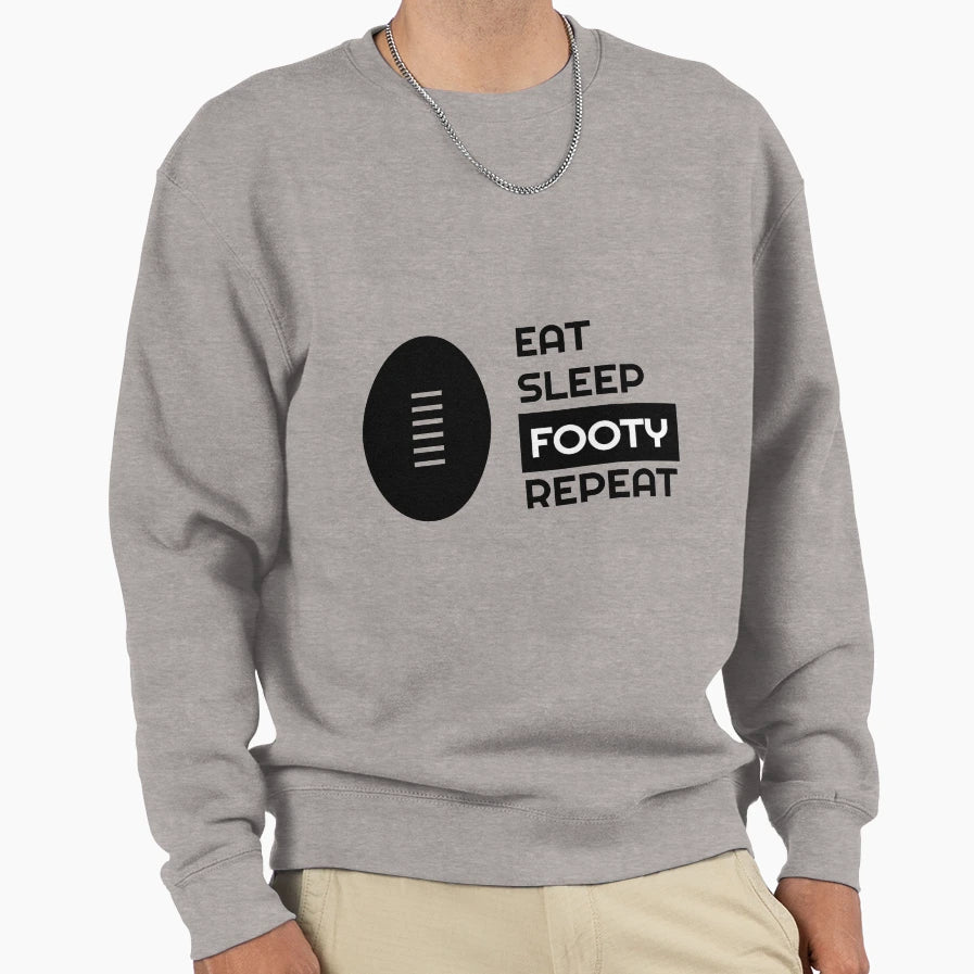 Eat Sleep Footy Repeat Sweatshirt - Graphic Print Men Women - T-Shirt, Sweatshirt, Hoodie
