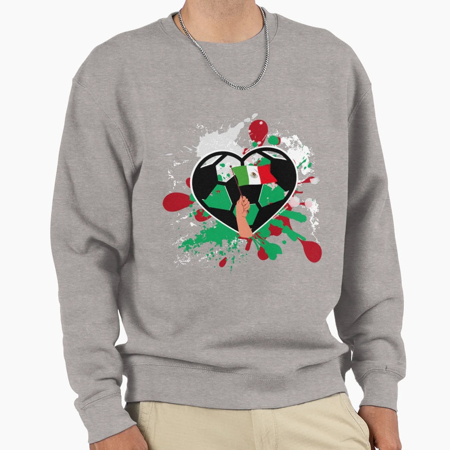 Mexican Flag Pride Soccer Heart Sweatshirt - Streetwear Style Men Women - T-Shirt, Sweatshirt, Hoodie