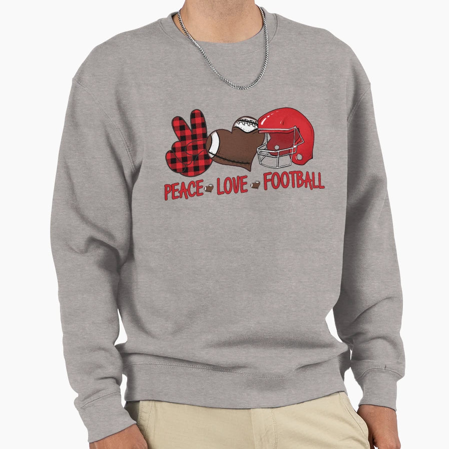 Peace Love Football Sweatshirt - Fun Novelty Design for Adults - T-Shirt, Sweatshirt, Hoodie