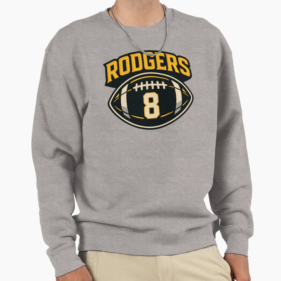Rodgers 8 Football Sweatshirt - Minimalist Print for Adults - T-Shirt, Sweatshirt, Hoodie