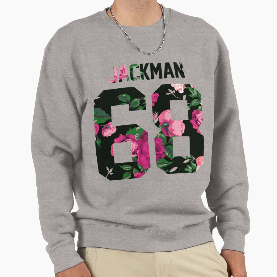 Hugh Jackman Colorful Flowers Sweatshirt - Novelty Apparel for Adults - T-Shirt, Sweatshirt, Hoodie