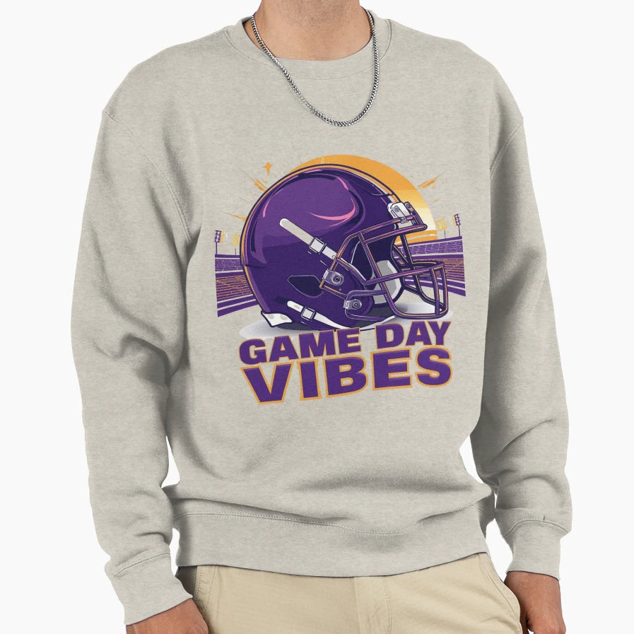 Copy Purple Gold Helmet Game Day Sweatshirt - Novelty Apparel for Adults - T-Shirt, Sweatshirt, Hoodie
