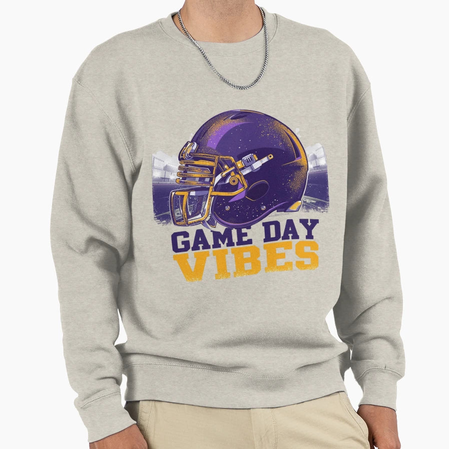 Copy Purple Gold Helmet Game Day Vibes Sweatshirt - Custom Art Print Unisex - T-Shirt, Sweatshirt, Hoodie