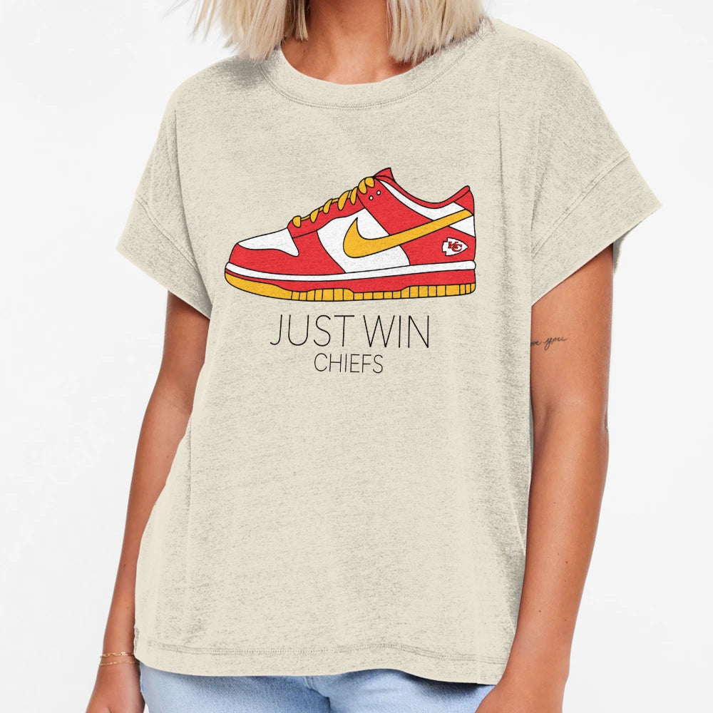 Just Win Kc Football Dunks T-Shirt - Minimalist Print Unisex - T-Shirt, Sweatshirt, Hoodie