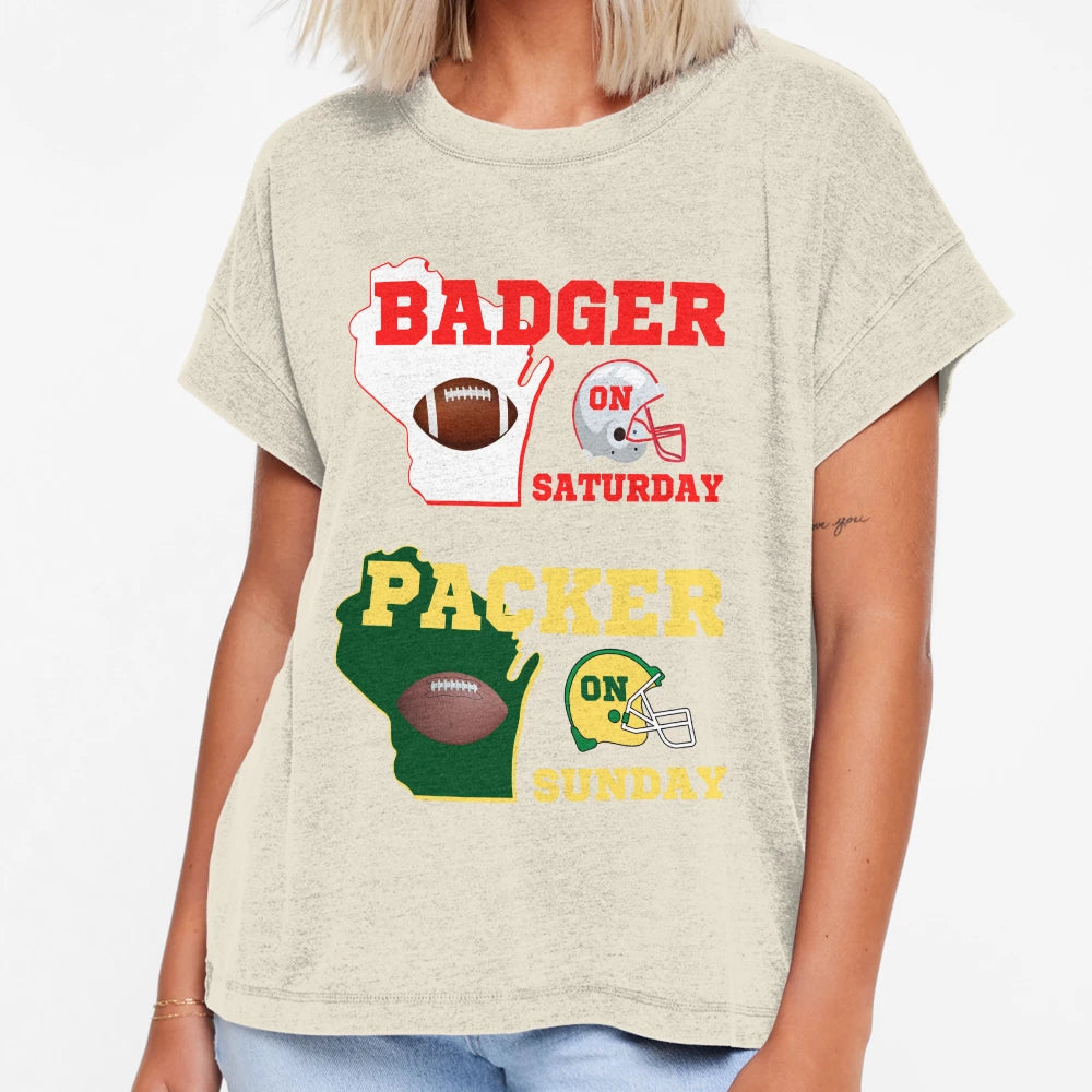Badger Saturday Packer Sunday T-Shirt - Novelty Apparel for Adults - T-Shirt, Sweatshirt, Hoodie
