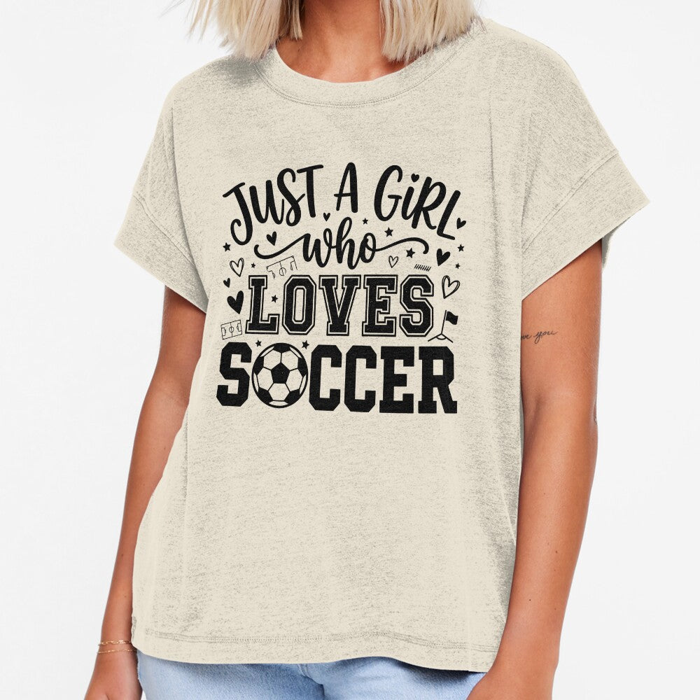 Just A Girl Who Loves Soccer by BrunoLinuxArt - Adult & Kids T-Shirts, Sweatshirts & Hoodies apparel design preview 1