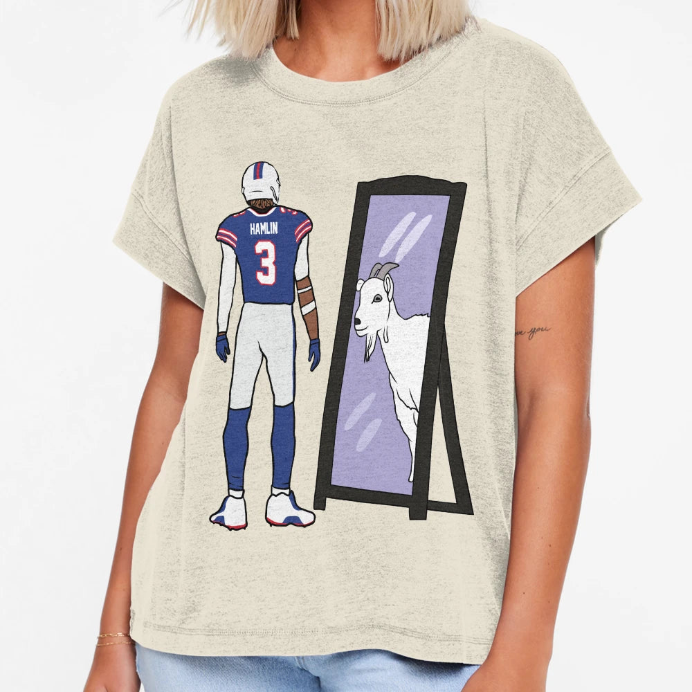 Damar Hamlin Mirror Goat T-Shirt - Fun Novelty Design Unisex - T-Shirt, Sweatshirt, Hoodie