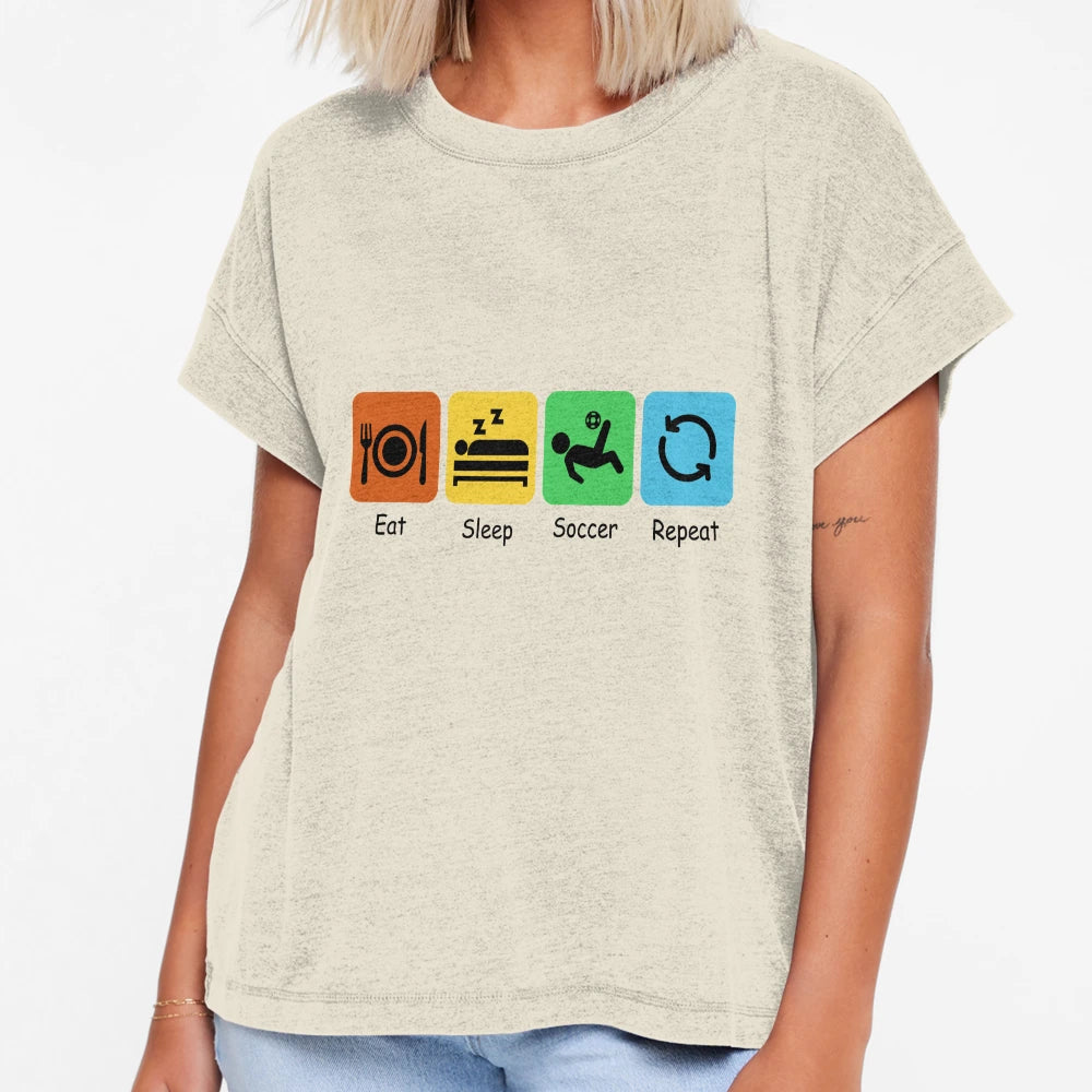 Eat Sleep Soccer And Repeat Football T-Shirt - Minimalist Print Men Women - T-Shirt, Sweatshirt, Hoodie