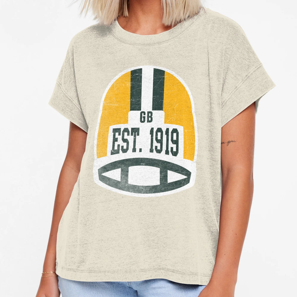 Green Bay Throwback Football Helmet T-Shirt - Fun Novelty Design Unisex - T-Shirt, Sweatshirt, Hoodie