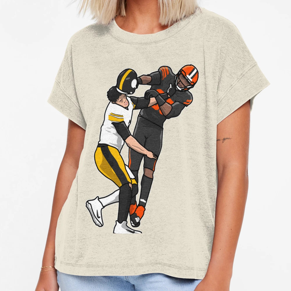Football Helmet Fight Moment T-Shirt - Aesthetic Graphic Unisex - T-Shirt, Sweatshirt, Hoodie