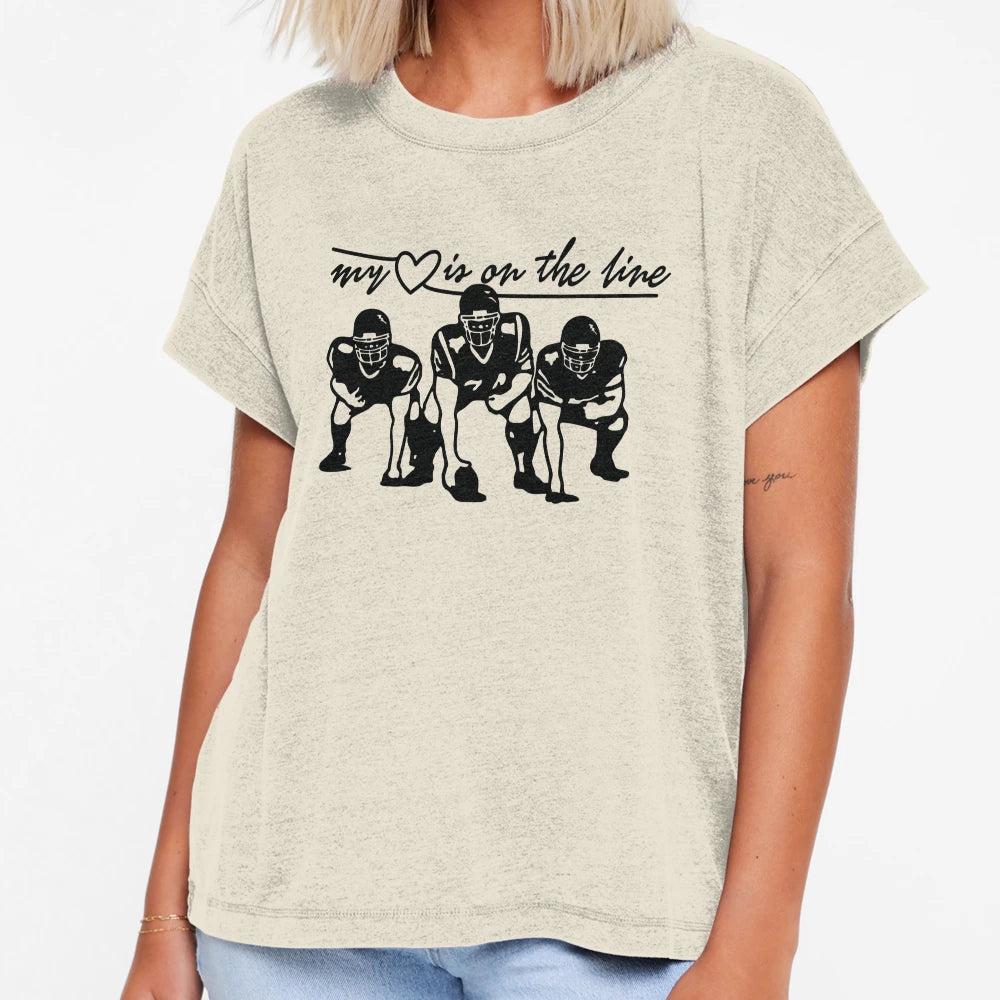 Football My Heart Is Line Offensive T-Shirt - Trendy Graphic for Adults - T-Shirt, Sweatshirt, Hoodie