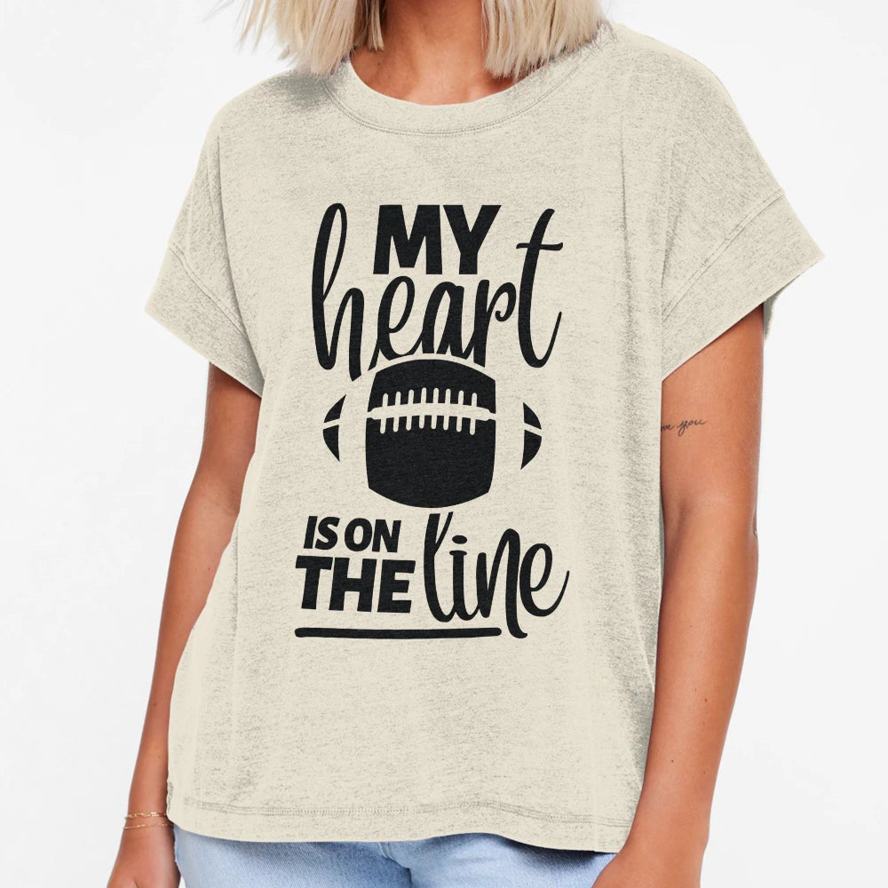 My Heart Is Line Football Offensive T-Shirt - Streetwear Style for Adults - T-Shirt, Sweatshirt, Hoodie