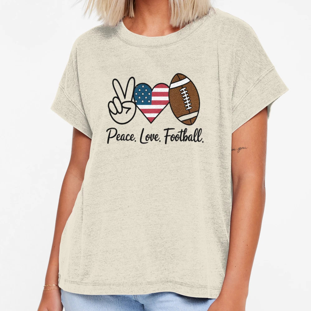 Peace Love Football Hand Sign Heart T-Shirt - Trendy Graphic Unisex - T-Shirt, Sweatshirt, Hoodie