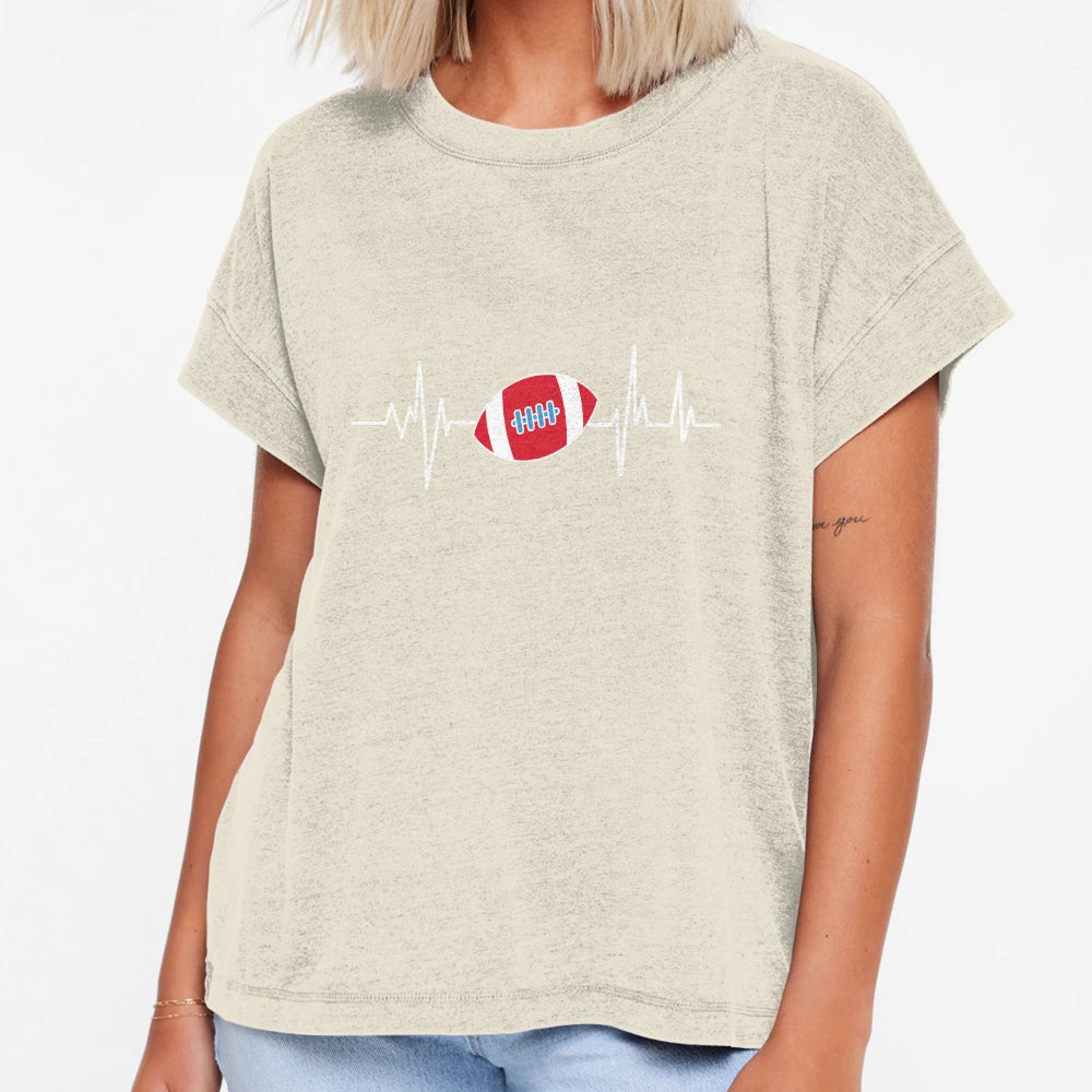 Football Heartbeat Football Usa Gift T-Shirt - Custom Art Print Unisex - T-Shirt, Sweatshirt, Hoodie