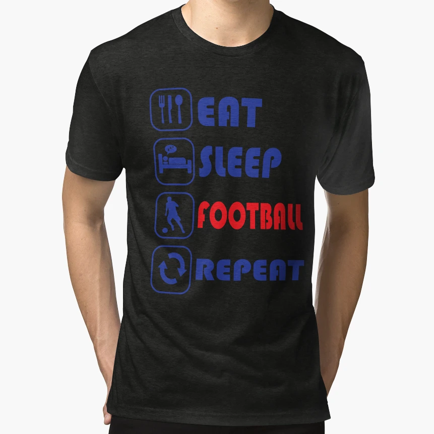 Eat Sleep Football Repeat Football T-Shirt - Novelty Apparel for Adults - T-Shirt, Sweatshirt, Hoodie