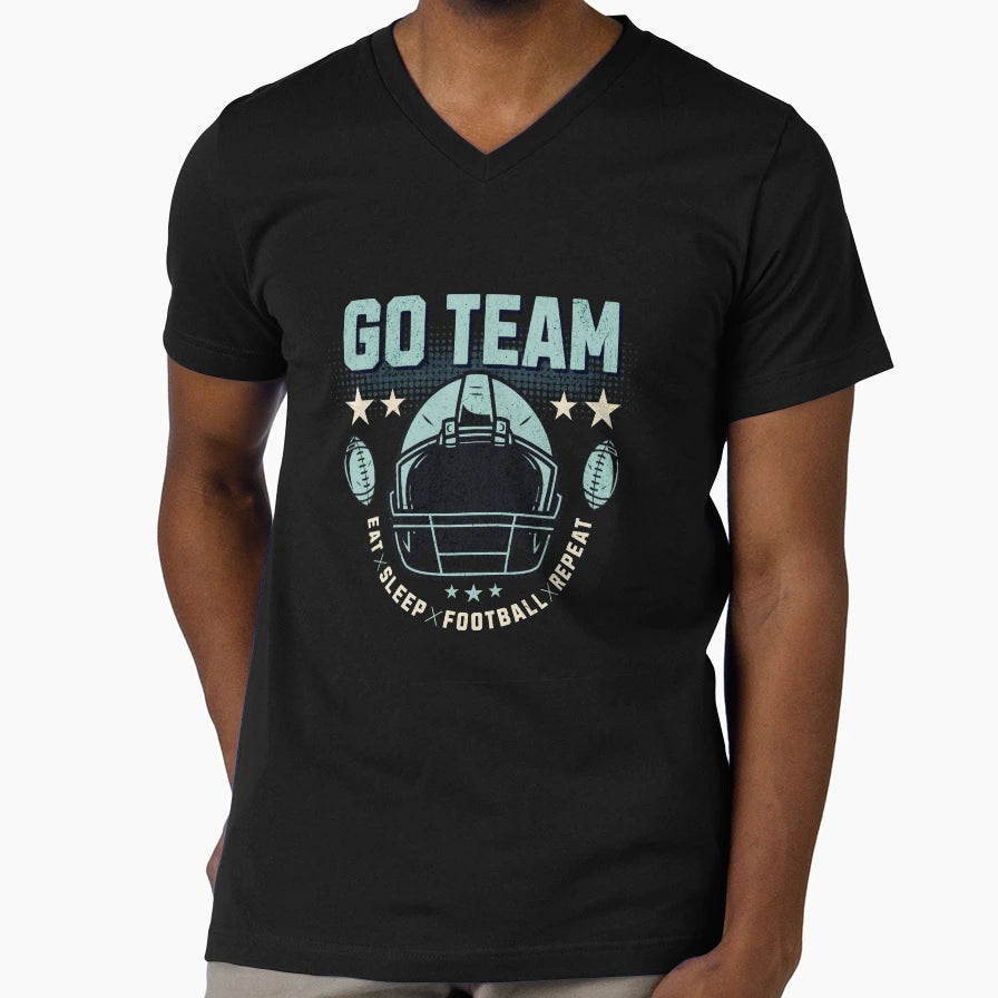 Go Team Eat Sleep Football Repeat Super T-Shirt - Novelty Apparel Unisex - T-Shirt, Sweatshirt, Hoodie