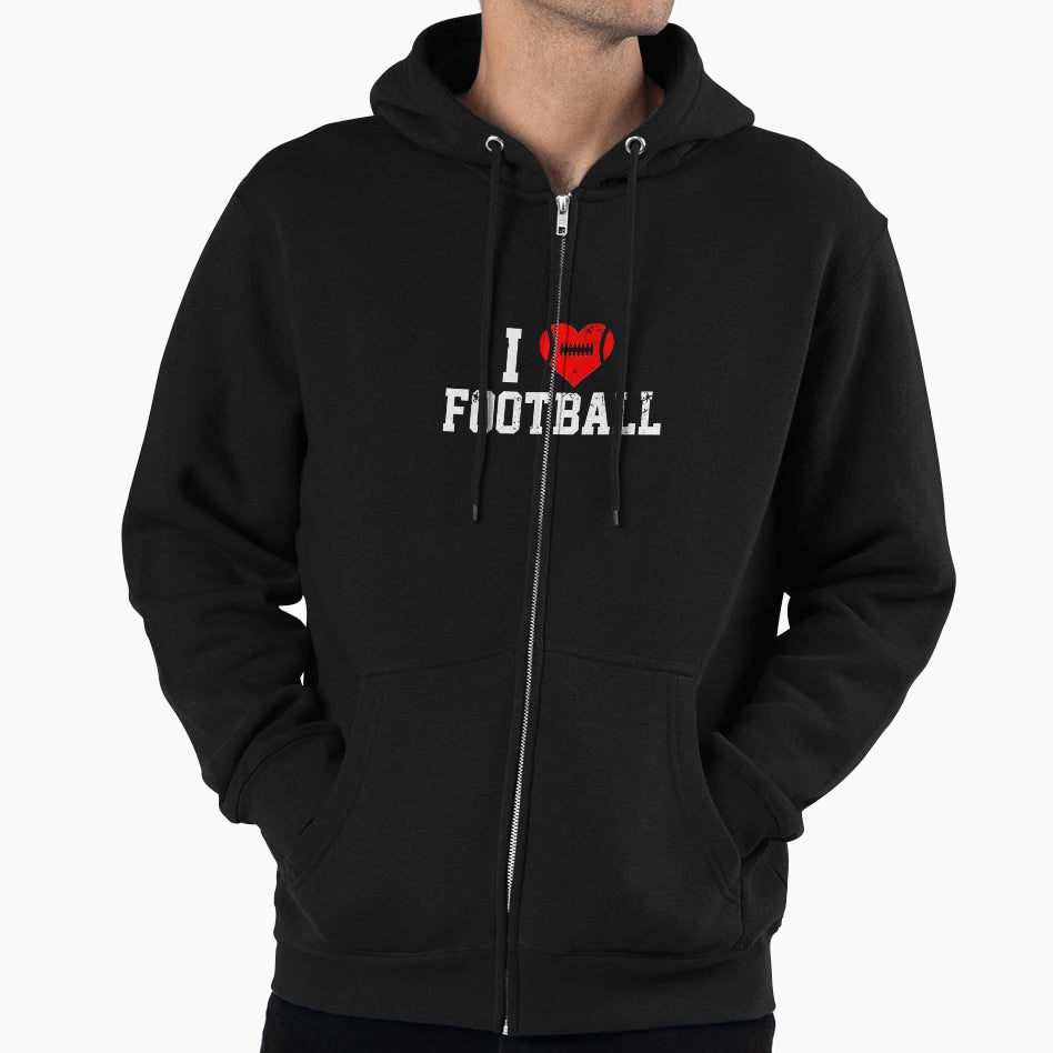 I Love Football Hoodie - Custom Art Print for Adults - T-Shirt, Sweatshirt, Hoodie