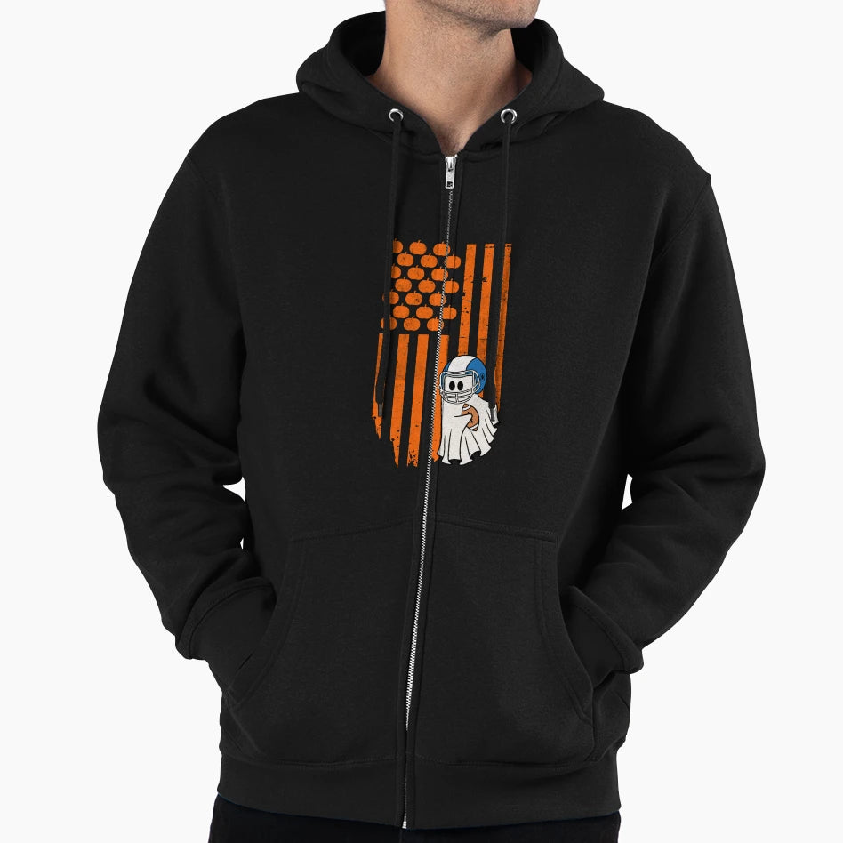 Football Player Fan Ghost Halloween Hoodie - Casual Everyday Wear Unisex - T-Shirt, Sweatshirt, Hoodie