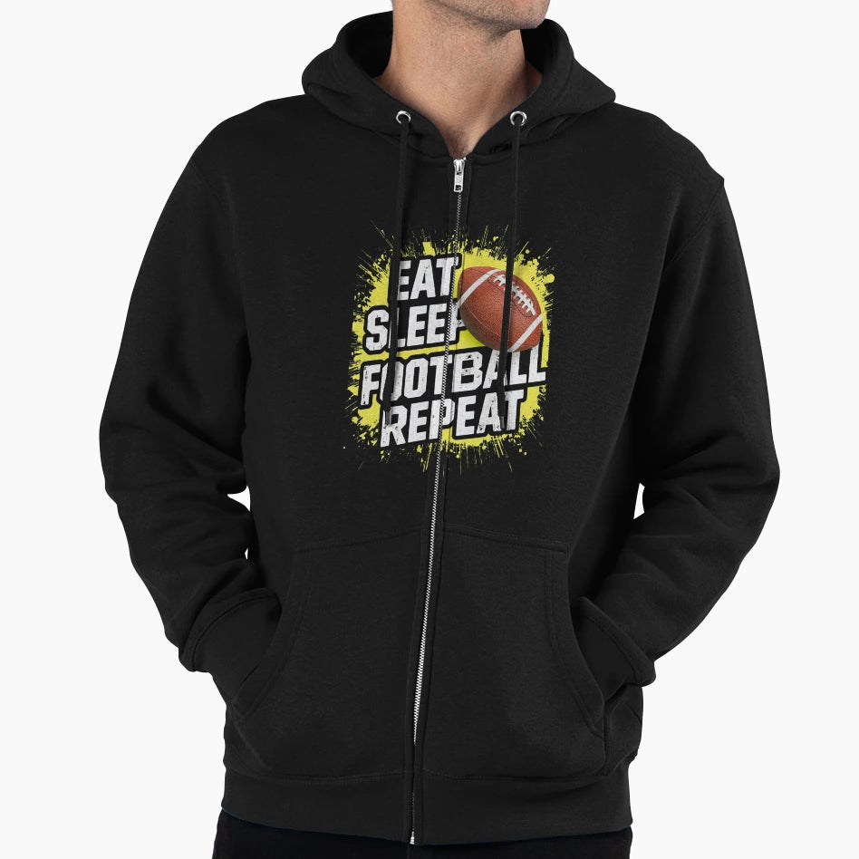 Paint Splat Eat Sleep Football Repeat Hoodie - Custom Art Print Men Women - T-Shirt, Sweatshirt, Hoodie